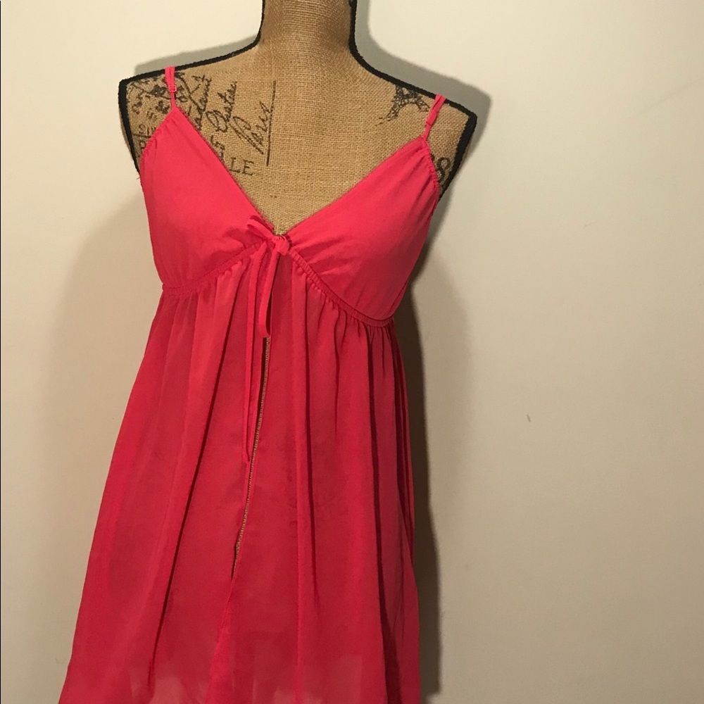 Victoria Secret NWOT sexy hot pink v neck thin strap sz L teddy